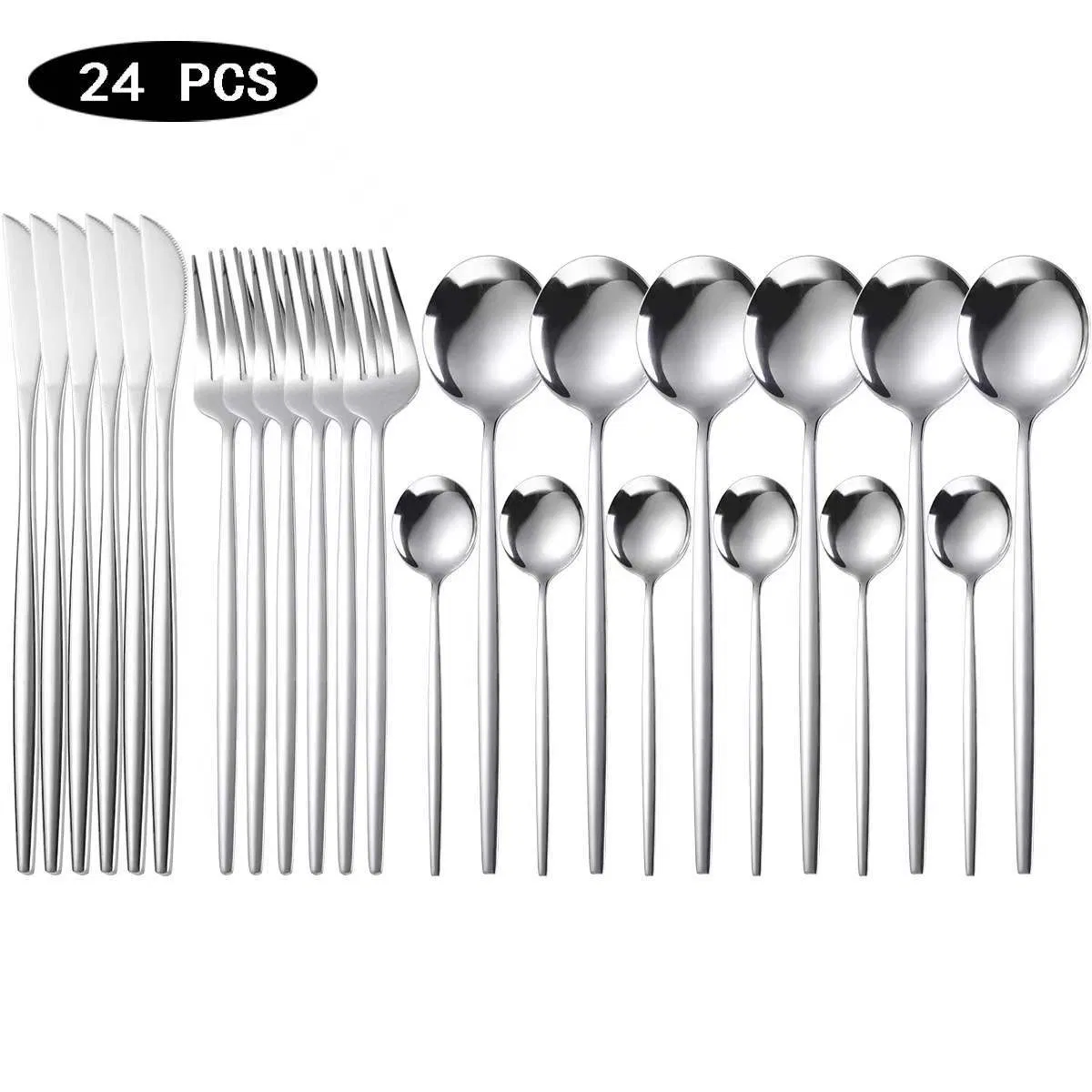 24 in 1 Gold Plated Dinner Spoons/Forks Cutlery Set