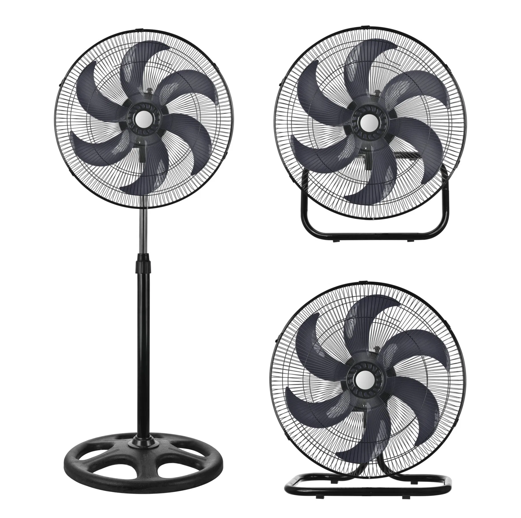 18 Inch Industrial Pedestal Fan Height Adjustable Metal Air Cooling Fan with 5 Blades for Commercial Use 3 in 1 Fan