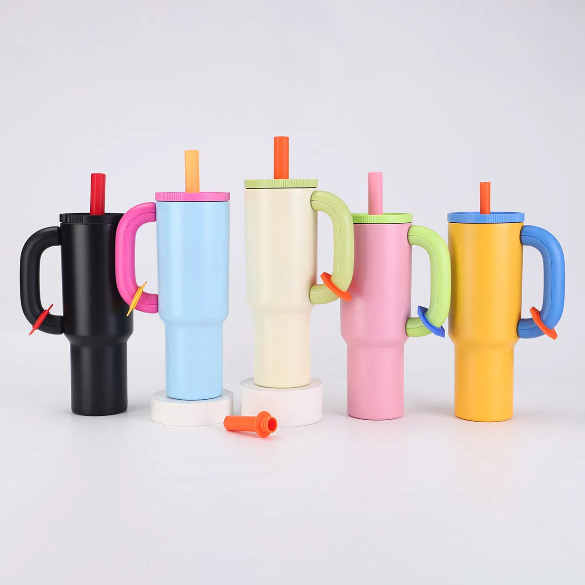 Portable Vacuum Thermo with Handle and Straw 40oz Stainless Steel Travel Tumbler