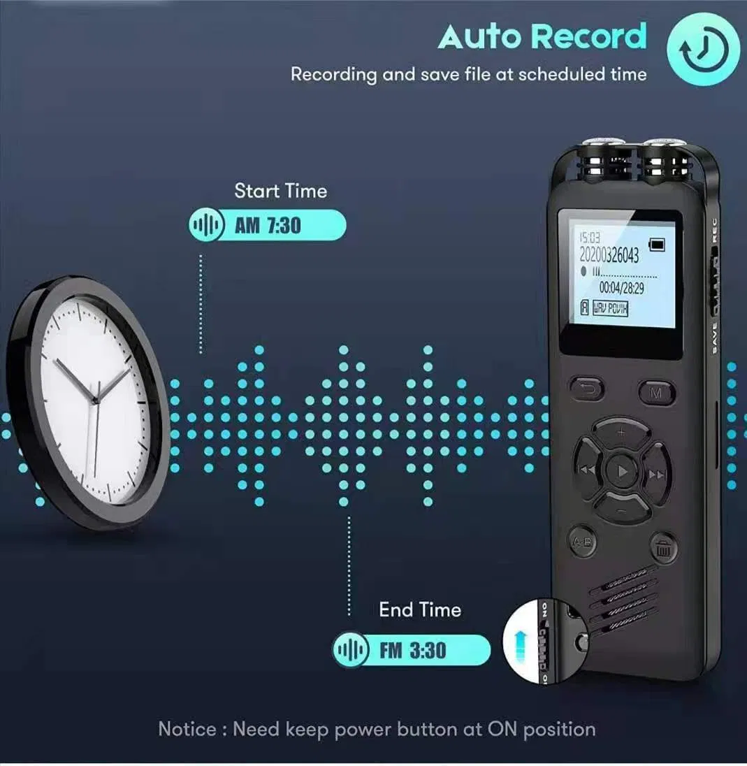Digital Voice Recorder Max Support 128g Card MP3 Music Player Noise Reduction Record Professional Sound Recording with Playback