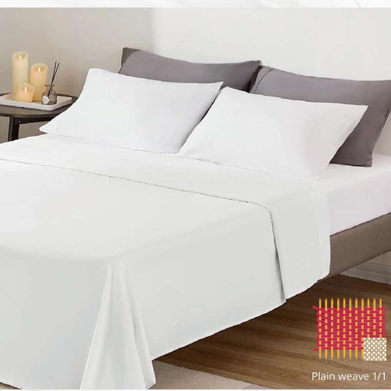 T-300 White Satin Stripe Bed Linen & Pillowcase & Duvet Cover Hotel Bedding Set