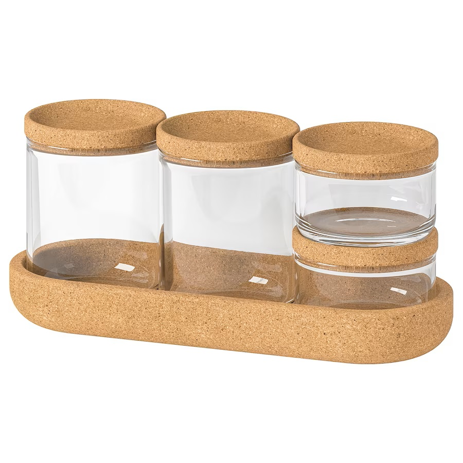 Hot Selling Customized Size Glass Storage Containers with Cork Lids