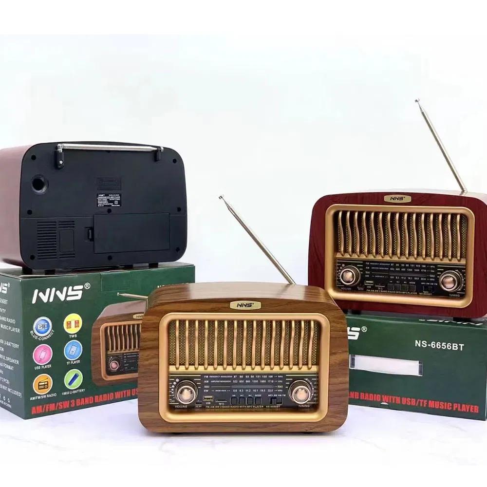 Радио NS-6656BT с Bluetooth, деревянный корпус