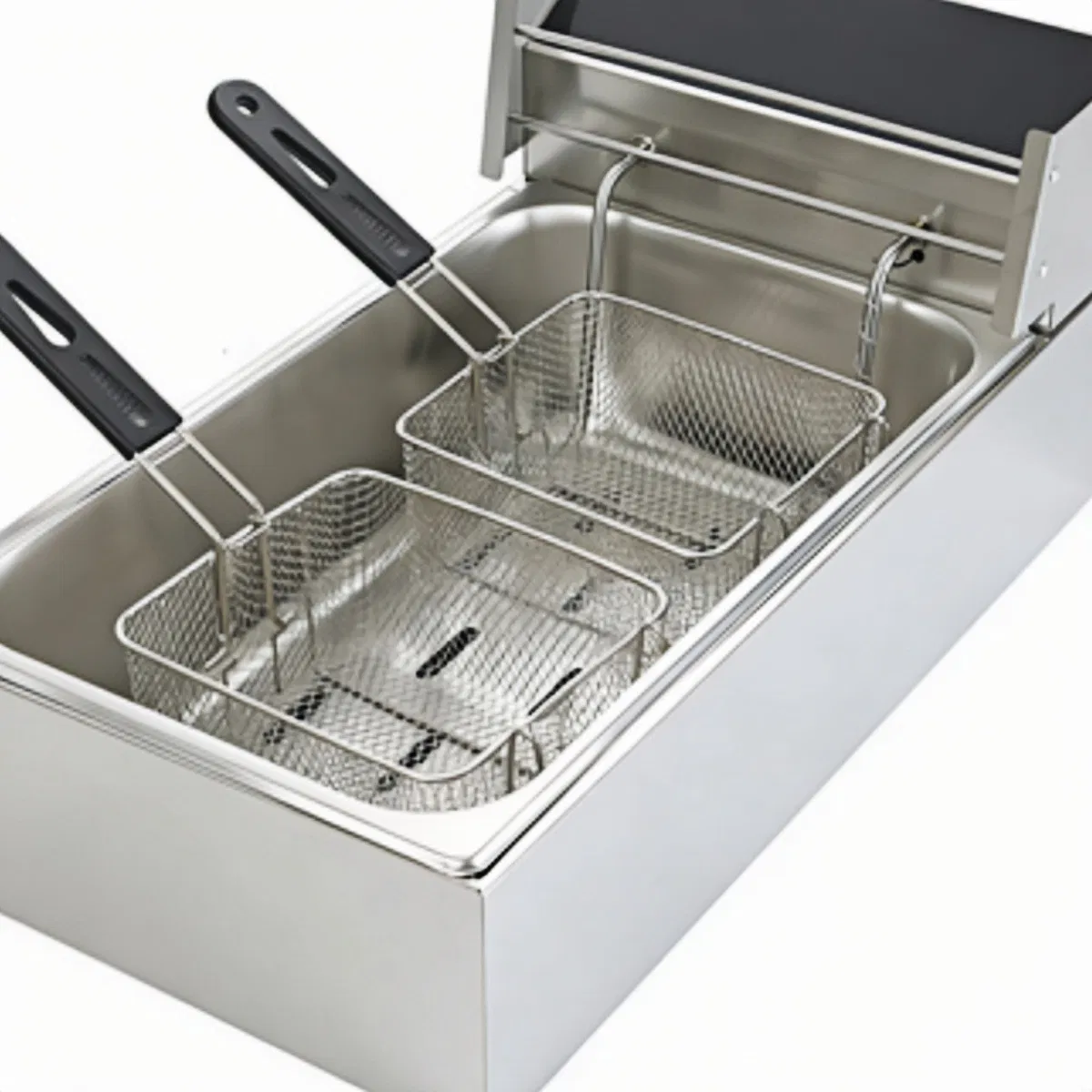 Stainless Steel Commercial Fryer Removable Oil Basket and Lid