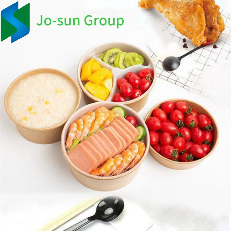 Jo-Sun Eco-Friendly Packaging Food Box Takeaway Biodegradable Custom Disposable Paper Soup Cup Salad Bowl