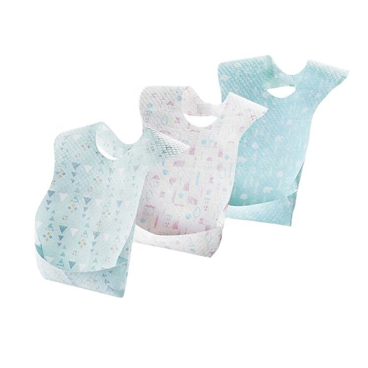 OEM Custom Baby Bib Apron Infant Fancy Nonwoven Cute Disposable Baby Bib for Clothing Clean