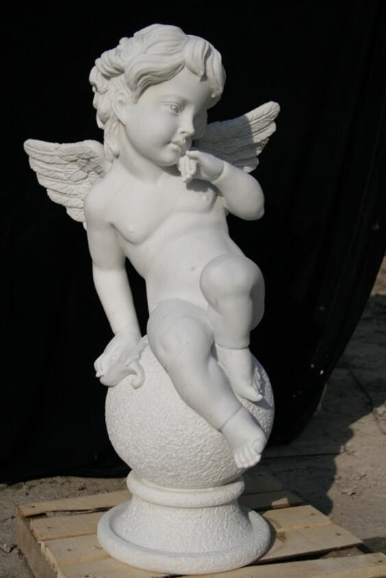 Natural Stone White Marble Angel Monument for Memorial/Dead/cemetery/graveyard