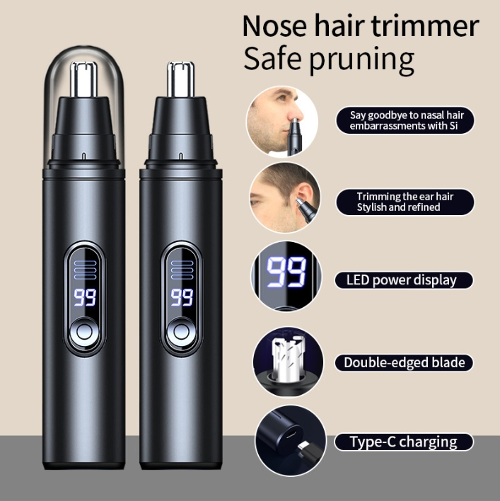 New LED Digital Nose Hair Trimmer Electric Men's Nose Hair Clipper Nose Hair Razor Type-C