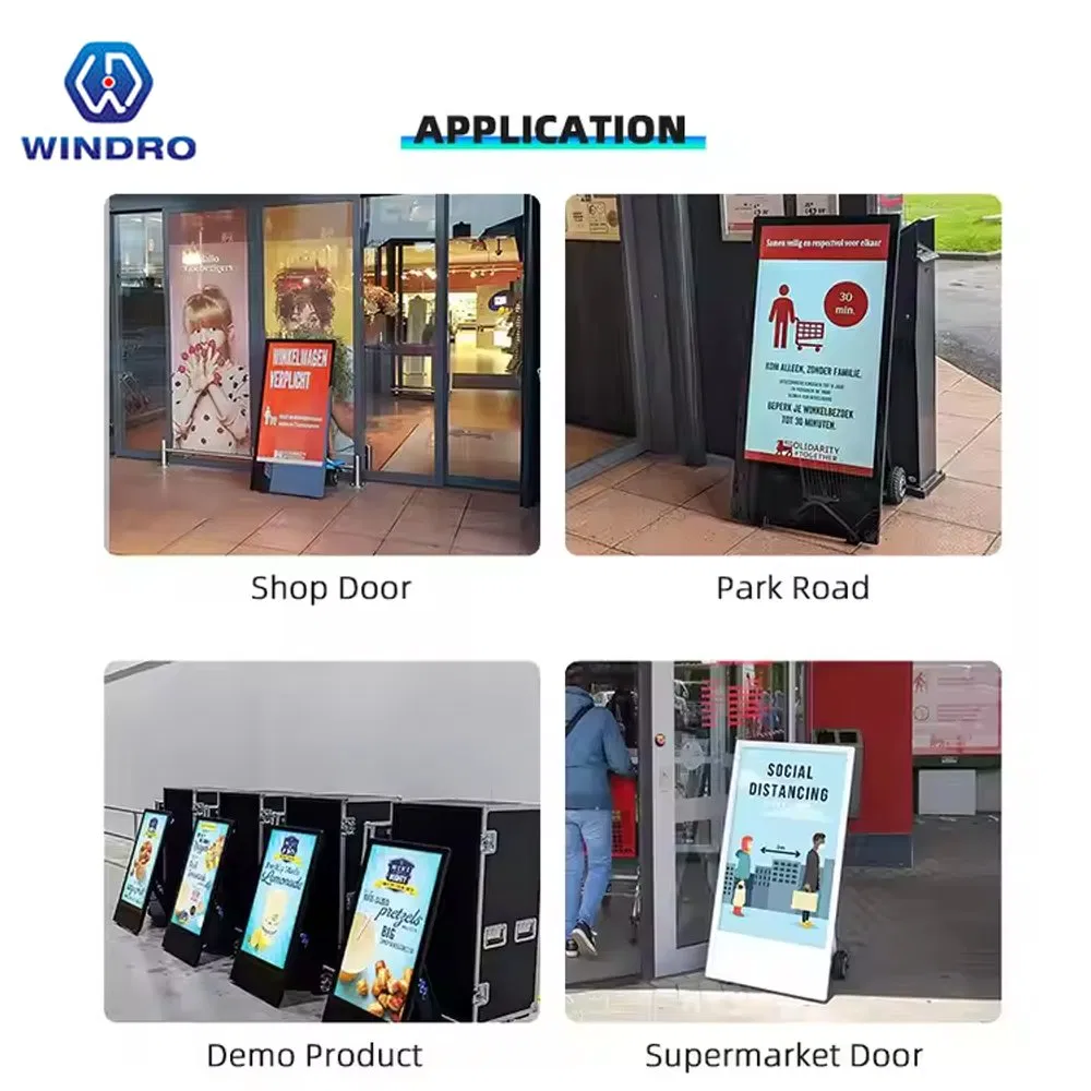 Мобильная уличная цифровая вывеска 55 дюймов, 4K, с аккумулятором