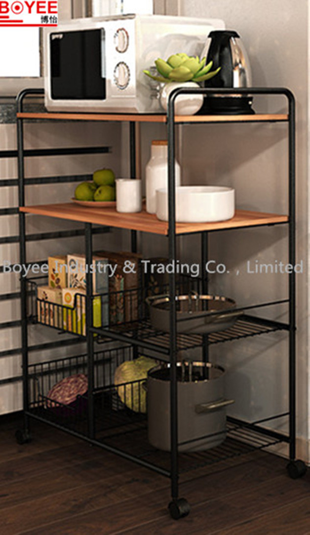 Iron Steel with Wood Board Wheel Tire Storage Rack