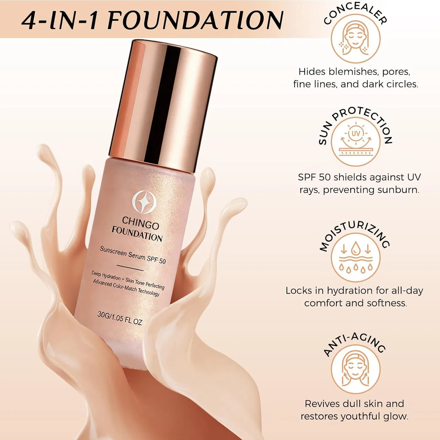 Powerful Concealing Long-Wear Even Liquid Foundation