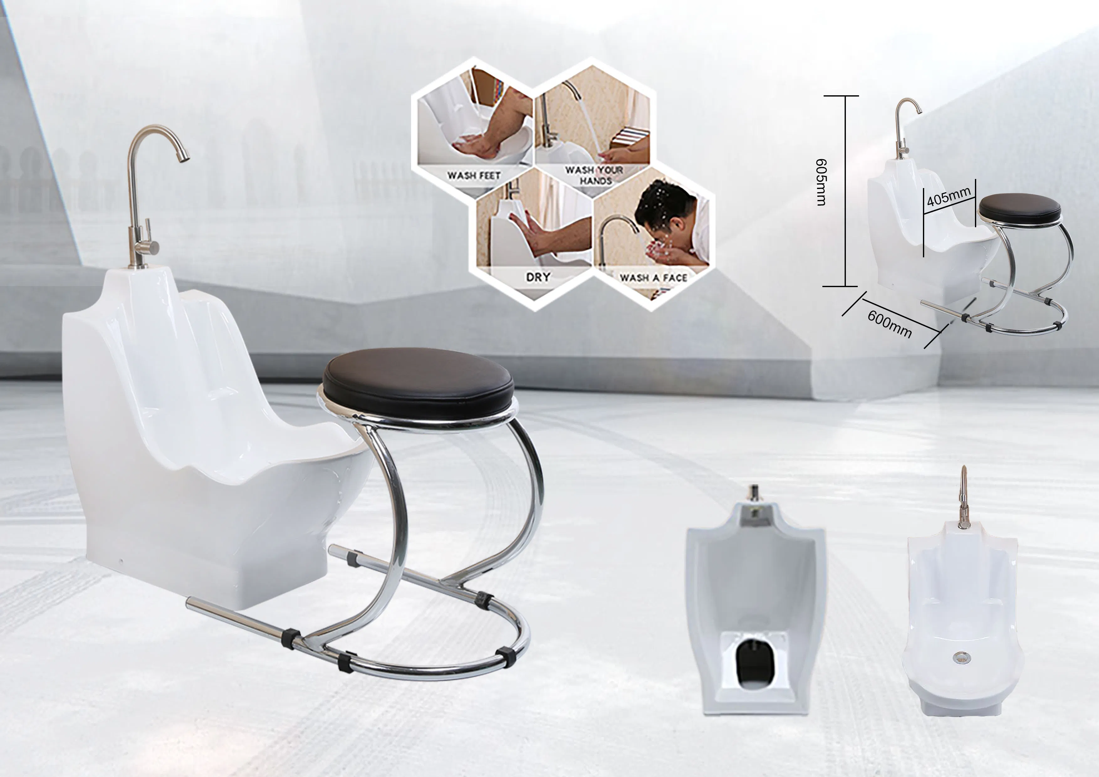 UK Market Hot Sale Muslim Product Ceramic Wudu Wash Basin Wudu Foot Basin