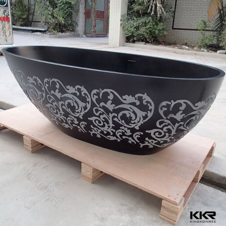 Durable Popular Moon Oval Shaped Style Large Size Bathroom Solid Surface Freestanding Standalone Bathtub