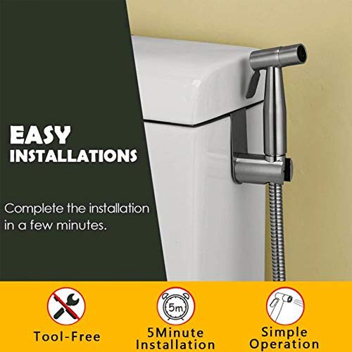 Handheld Bidet Toilet Sprayer Stainless Steel Wall or Toilet Mount