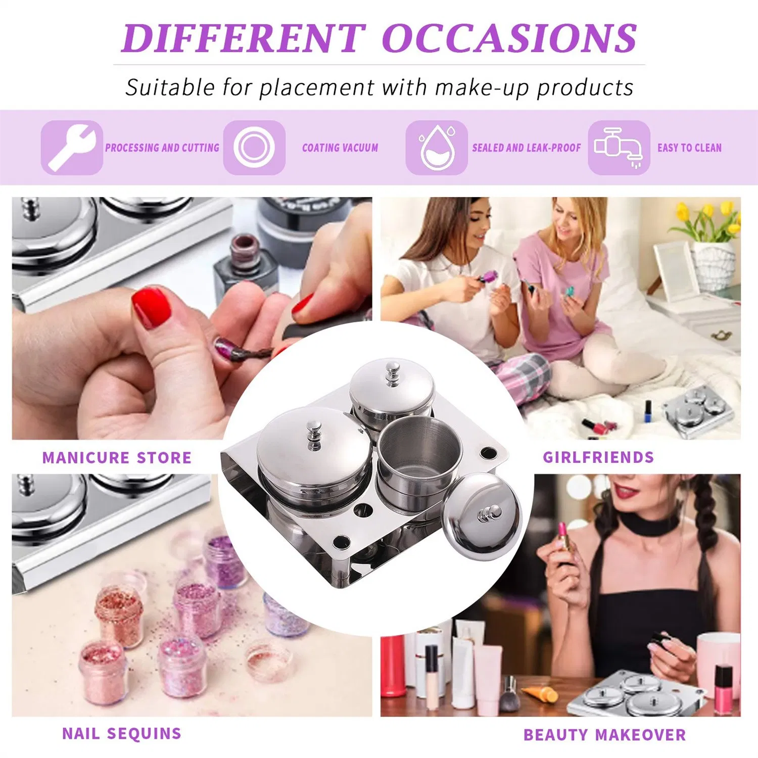 New Nail Stainless Steel Cup 3 Pieces Set Stainless Steel Cup Stainless Steel Liquid Cup Crystal Liquid Cup Disinfection Cup Disinfect Equipment Sterilizer