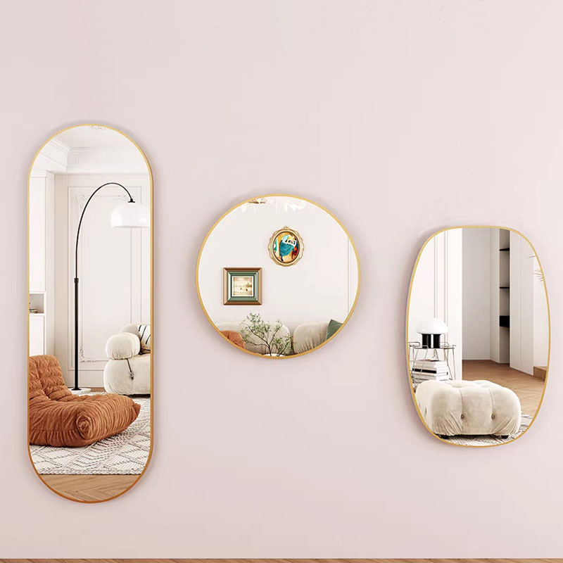 Custom Size and Shape Salon Hotel Metal Alloy Framed Full Length Free Standing Floor Dressing Mirror for Home Decor
