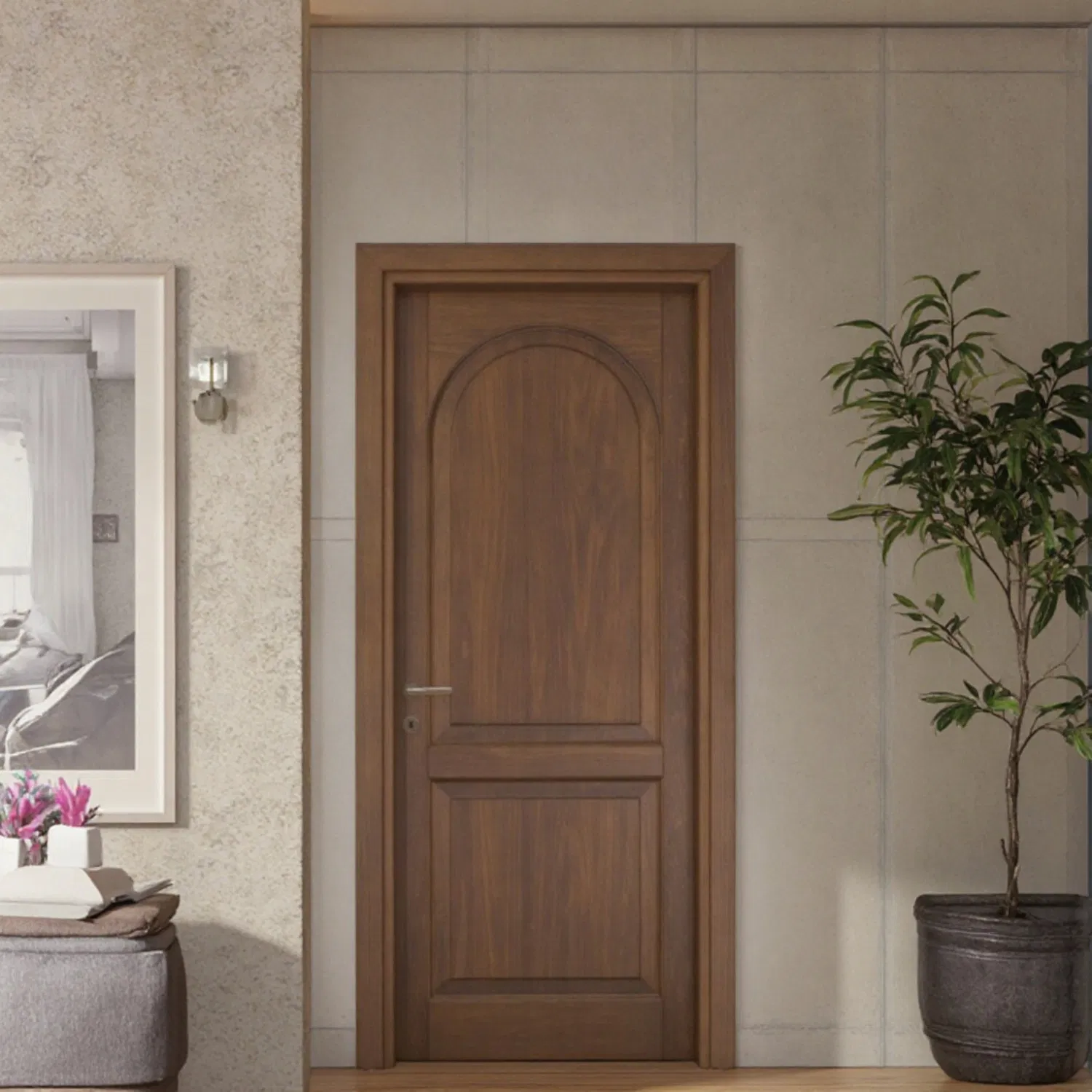 Custom Modern Design Slab Doors High Quality Solid Wood with Baked Paint for Interior Living Room in Apartments