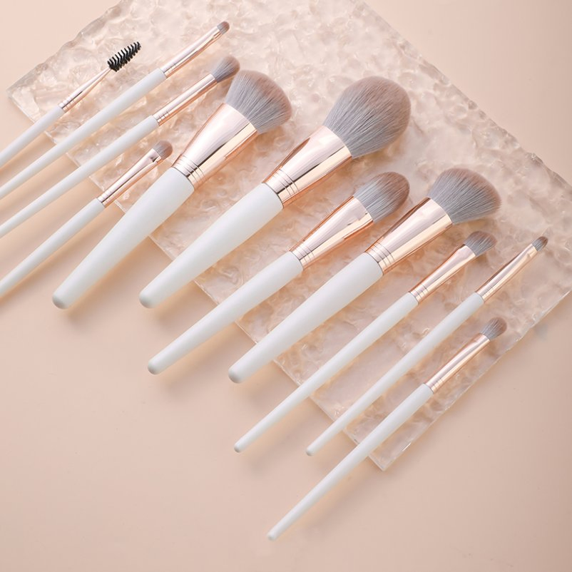 Makeup Brushes 11PCS White Wooden Handle Private Label Makeup Brush Set Private Label Factory Price