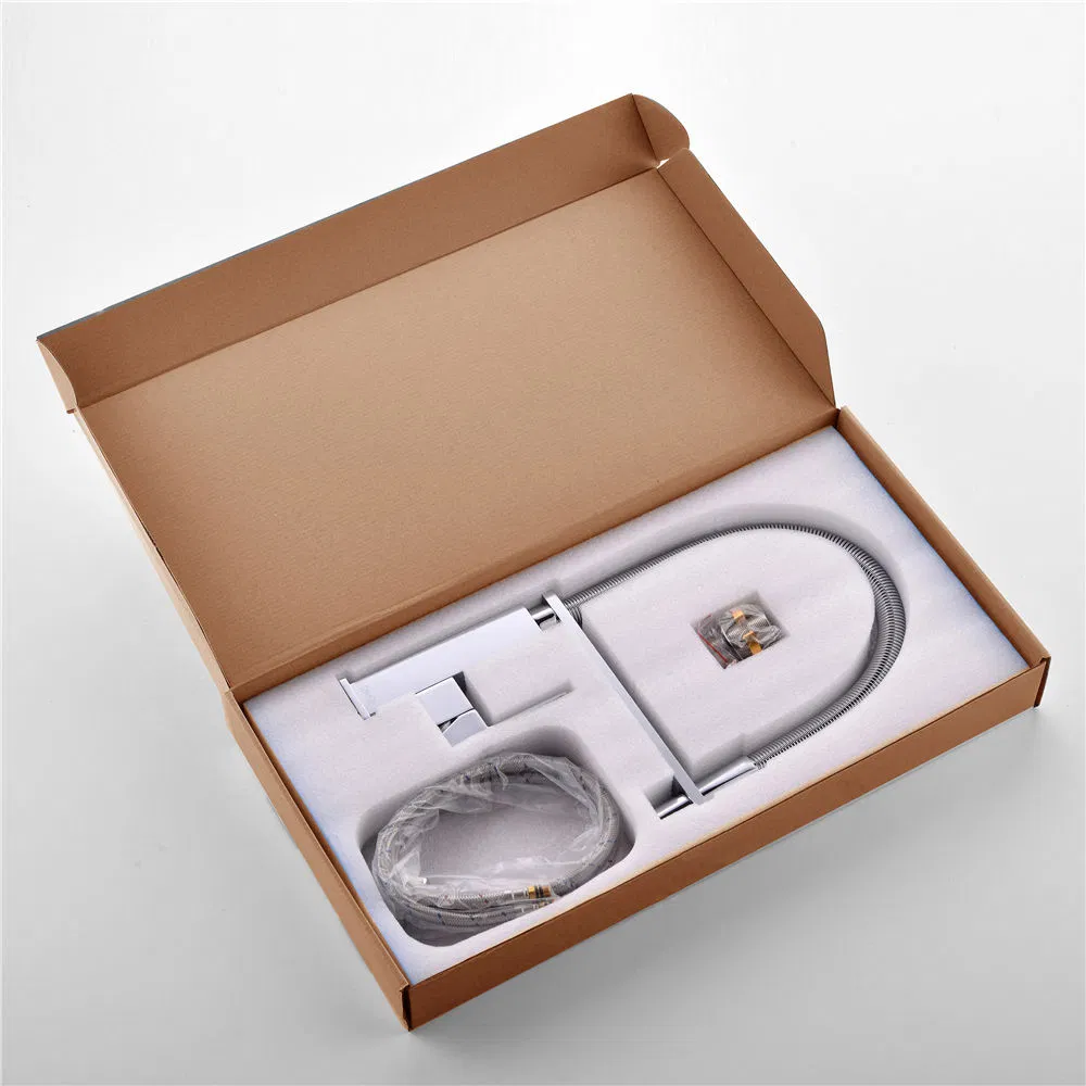 Pull-Down 360 Degree Rotating Stretchable Square Mixer Kitchen Sink Faucets with Sprayer