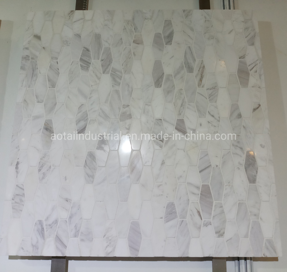 Мозаика из каррарского мрамора, шестигранная, 30x30 см