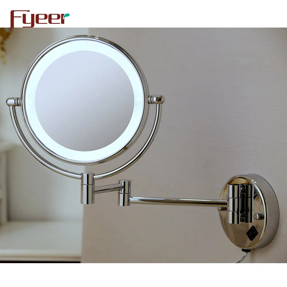 Fyeer Factory Price Ultra Thin Wall Mounted Foldable LED Bathroom Makeup Mirror