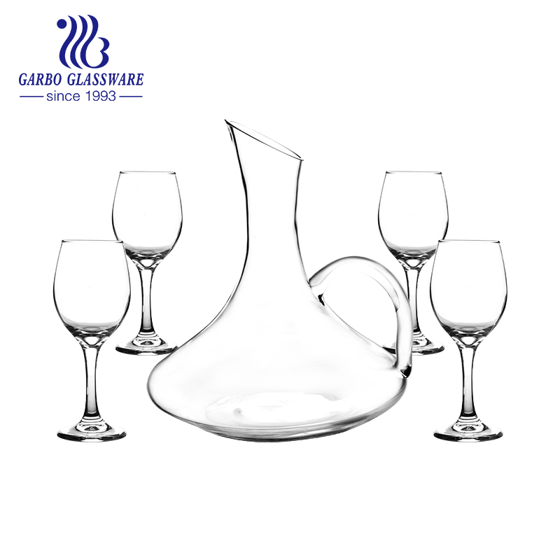 Stock 7PCS Glass Decanter Set Gold Decal Printing 1500ml Red Wine Glass Decanter with Glass Goblets Wine Glasses