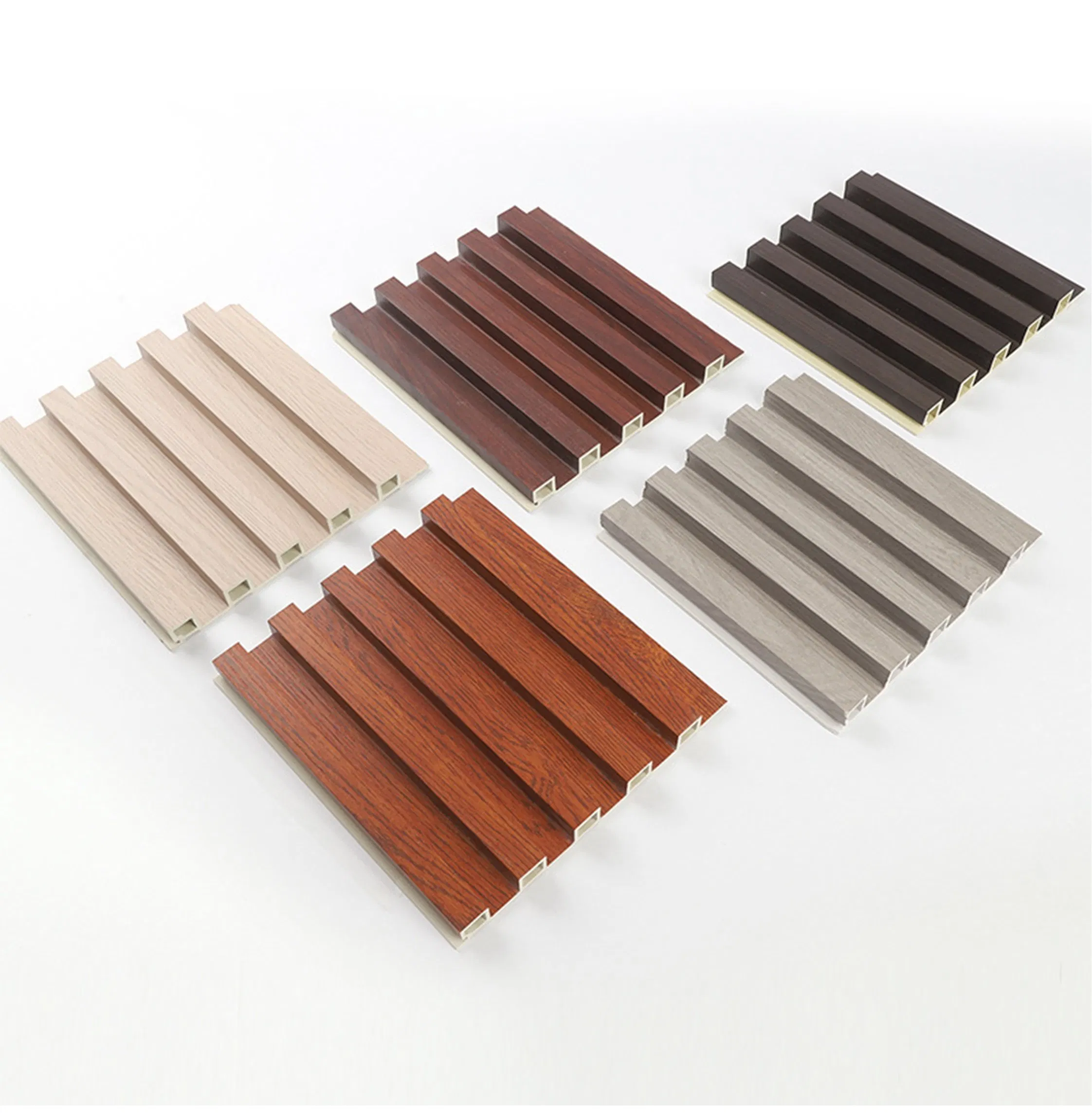 Wooden Grain WPC Grille Board Wall Panel Home Decoration Flame Retardant Plastic Building Material