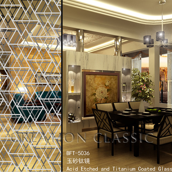Acid Etched Titanium Coated Glass Customized Decorative Glass