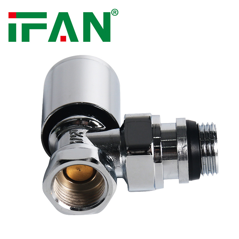 Ifan ASTM A312 Chrome Plated Brass Radiator Valve 1/2'' Radiator Angle Valve Slivery Radiator Valve