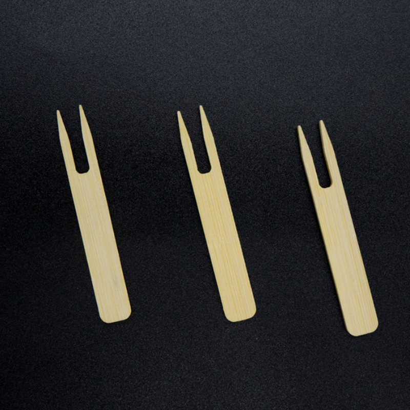 Biodegradable Disposable Bamboo Cutlery 65mm Length Bamboo Fork Custom for Fruit