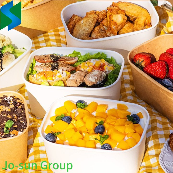Brown Paper Square Bowl Disposable Lunch Box Rectangular Lunch Box Takeout Packed Light Picnic Tableware