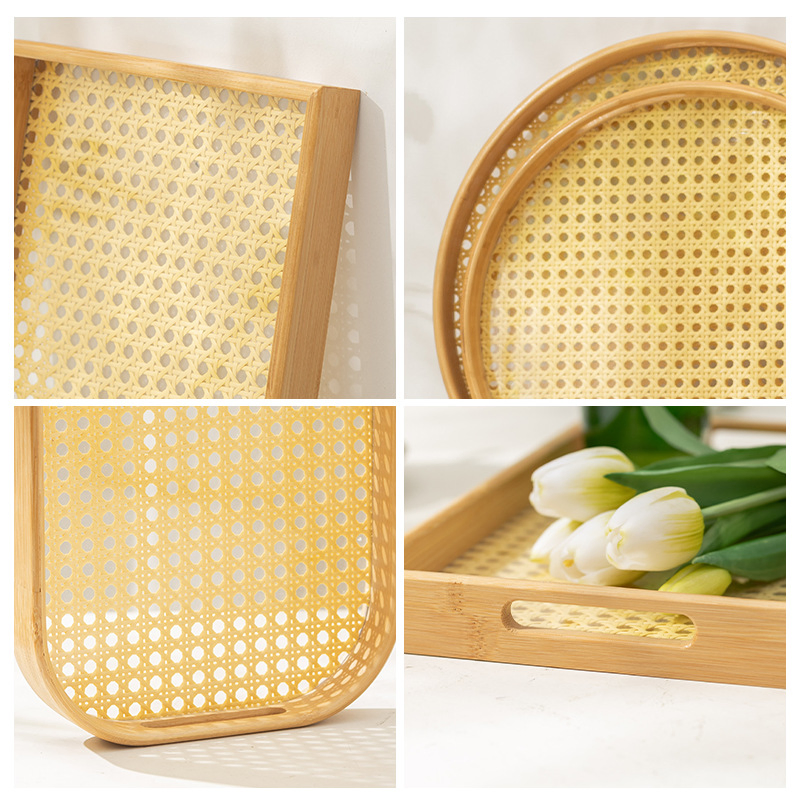 Versatile Rattan Tray for Serving Tea and Delicious Pastries