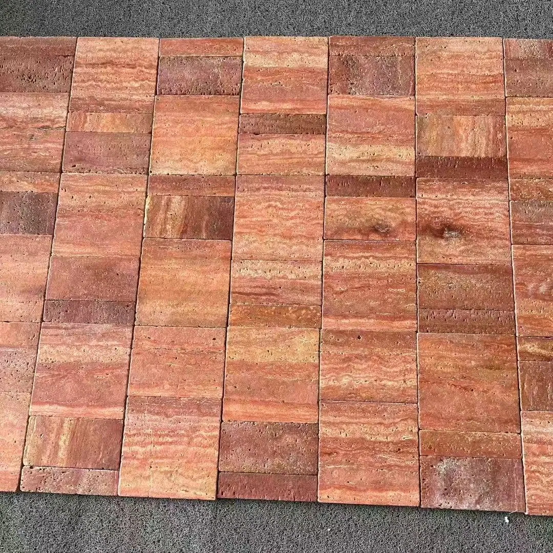 Pari Natural Stone Red Limestone Tiles for Wall Cladding Decoration Material