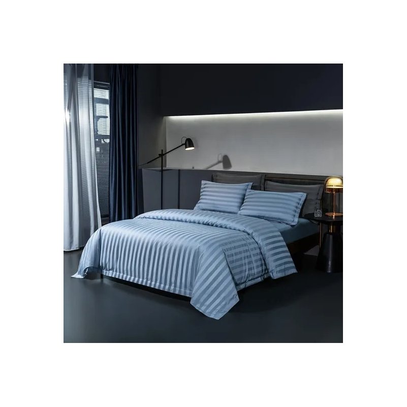 Hotel Collection Duvet Cover Queen Size 100% Cotton Satin White Striped Set (1 Duvet Cover & 2 Pillow Shams) Queen Quilt Cover