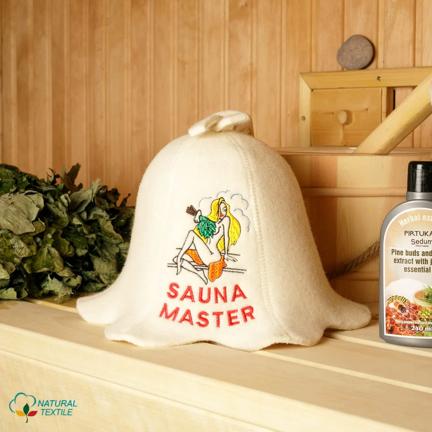 Natural Textile Sauna Hat 'sauna Master Lady' White - 100% Organic Wool Felt Hats for Russian Banya Protect Your Head From Heat Sauna Ebook Guide Included