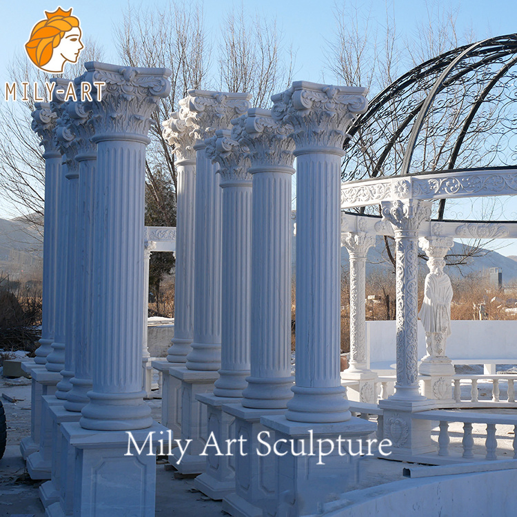Project Building Natural Solid Marble Pillars White Marble Roman Columns