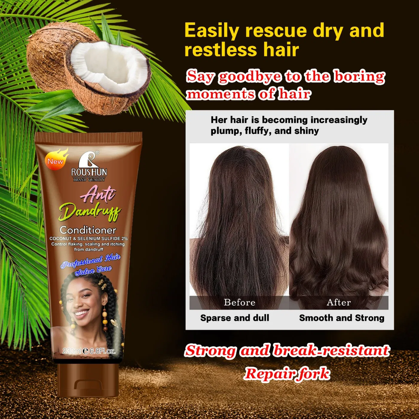 Roushun Repair & Protect 2-in-1 Shampoo & Conditioner Set with Ginger & Green Tea