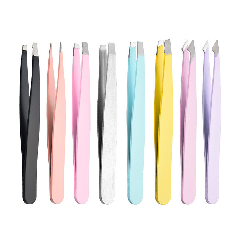 Colored Stainless Steel Hair Splinter Removal Beauty Lash Application Eyebrow Shaping Tweezers