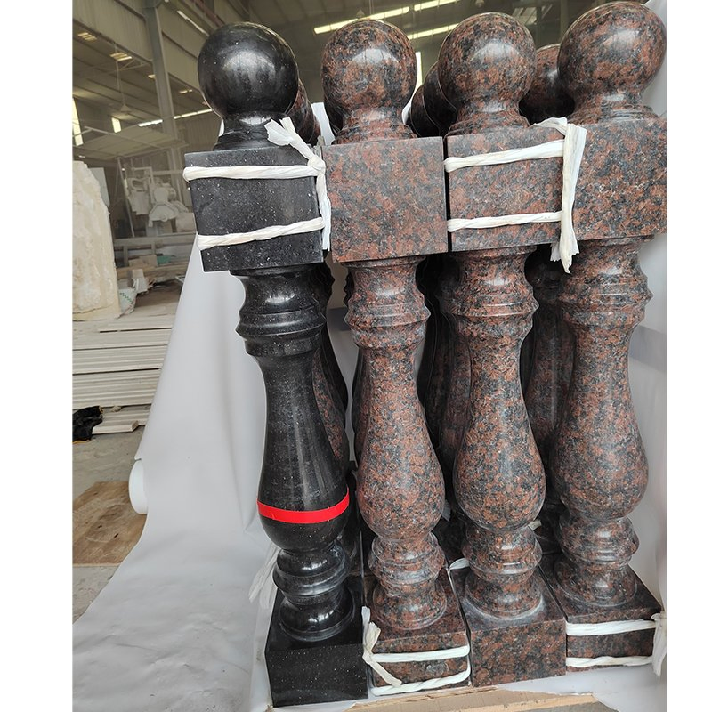 Black Galaxy Granite Natural Stone Column Balustrade & Railing for Terraces Handrail