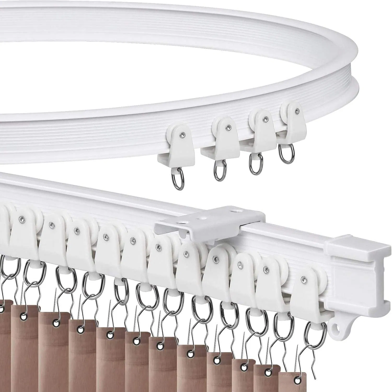 Full Set Curtain Rails with Rings, Easy Install Wall Bracket Curtain Rail, Top Quality Bracket Track