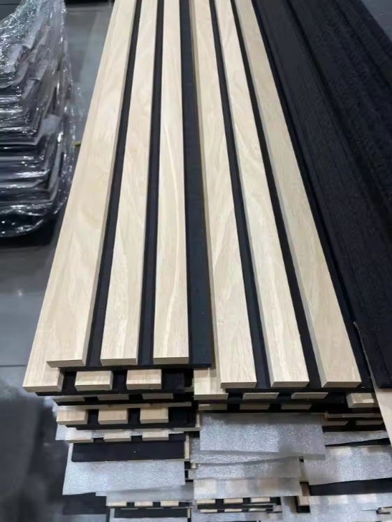Wood Slat Acoustic Board MDF Structure + Polyester Fiber Fill, Improve Indoor Acoustics