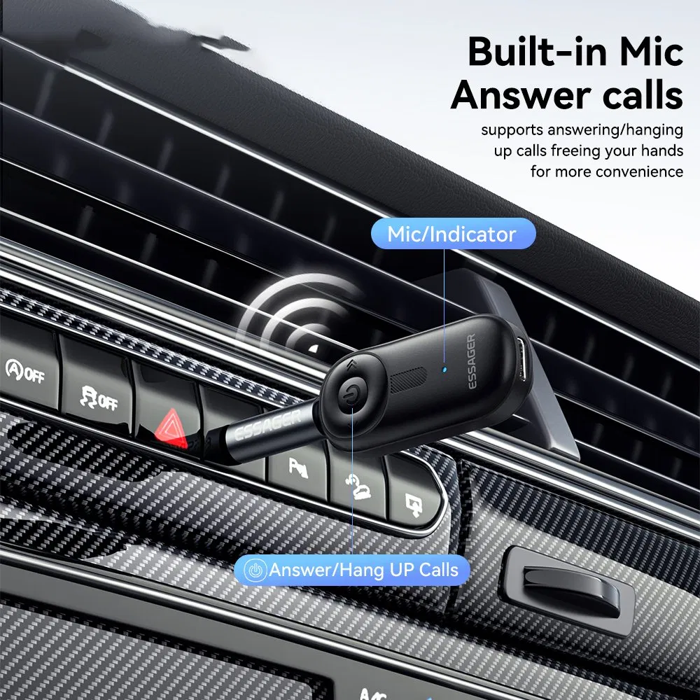 Essager Audio Receiver Wireless Transmitter with Microphone Clip on Bluetooth