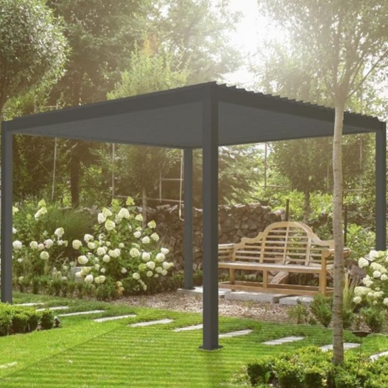 Elegant Aluminium LED Pergola with Electric Louvres for Outdoor Spaces