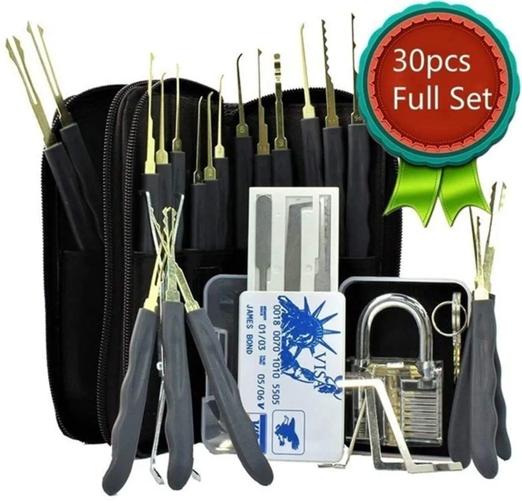 Wholesale 30PCS One Transparent Padlock Card Locksmith Tool Lock Pick Set