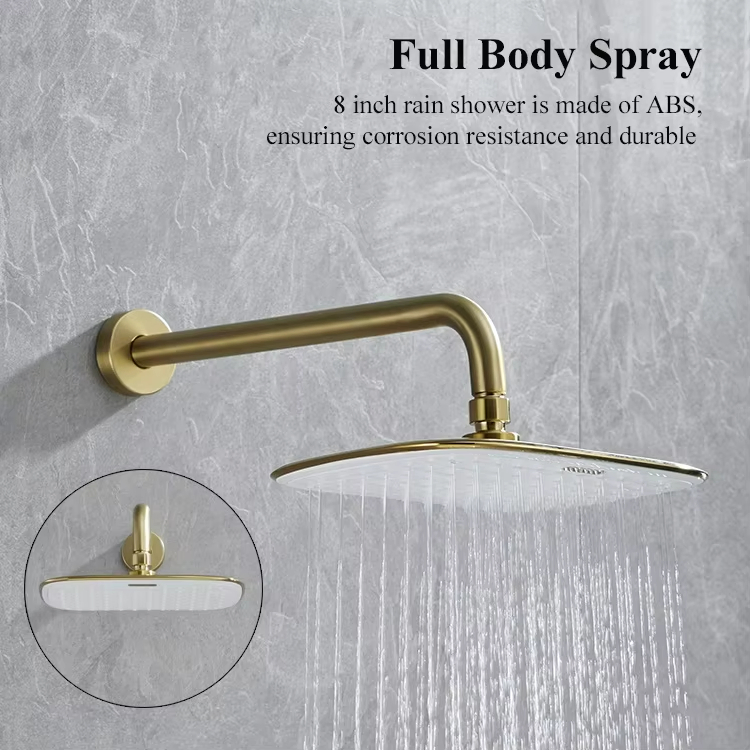 Скрытый душ в стену, латунь, золото