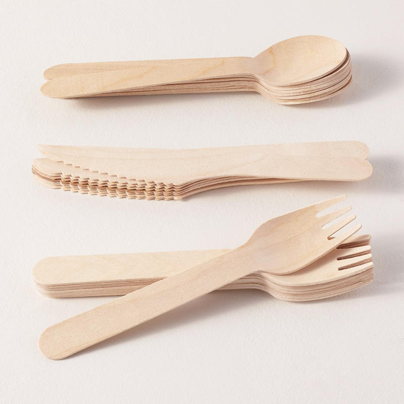 Eco-Friendly Degradable High Quality Factory Price Disposable Forks Spoon Knife Wooden Cutlery