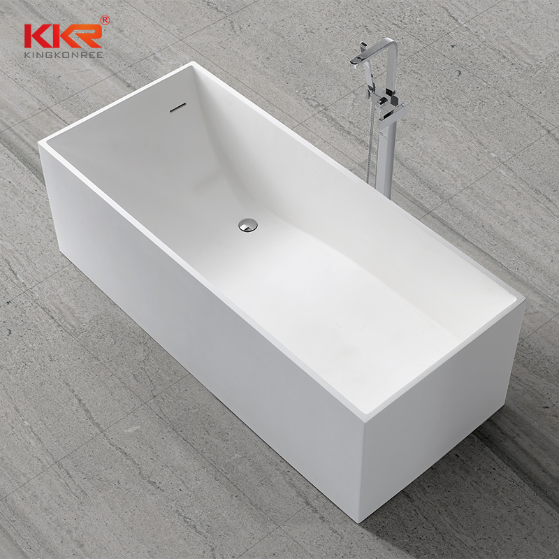 European Modern White Matt Solid Surface Oval Freestanding Bathtub