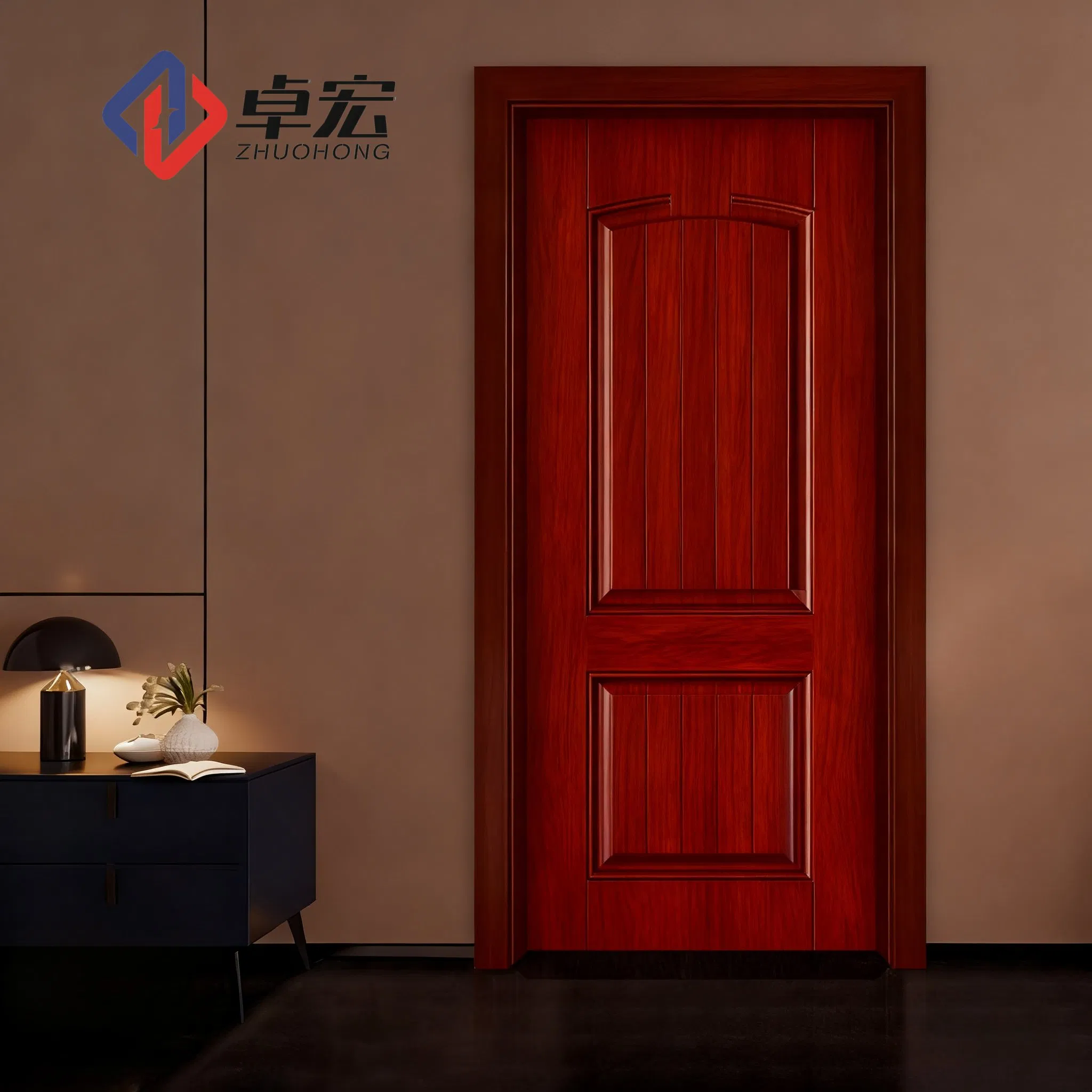 Luxurious Geometry Style Interior Door Prehung Waterproof Solid Wooden Flush White Aluminum Decoration Bedroom Door for Houses