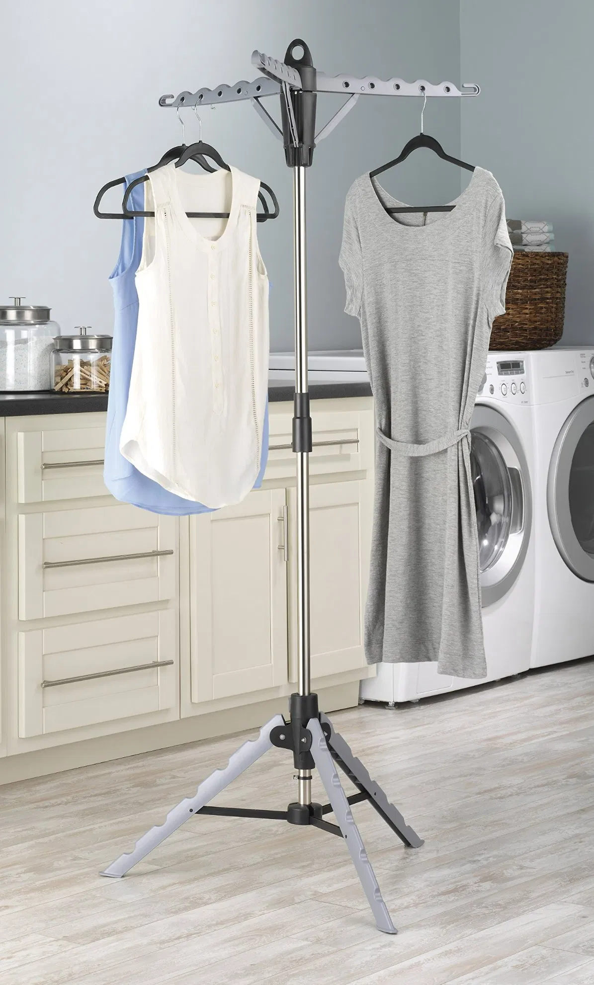 New Design White Foldable Clothes Rotatable Arms Stainless Steel Drying Rack