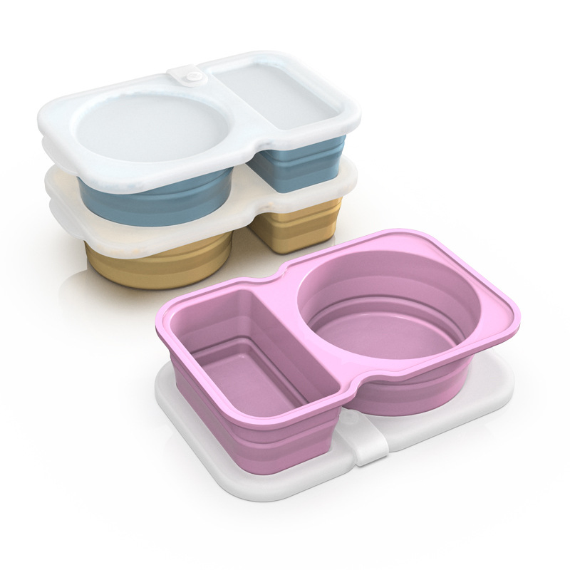 Eco-Friendly Silicone Lunch Box with Dual Compartments for Storage